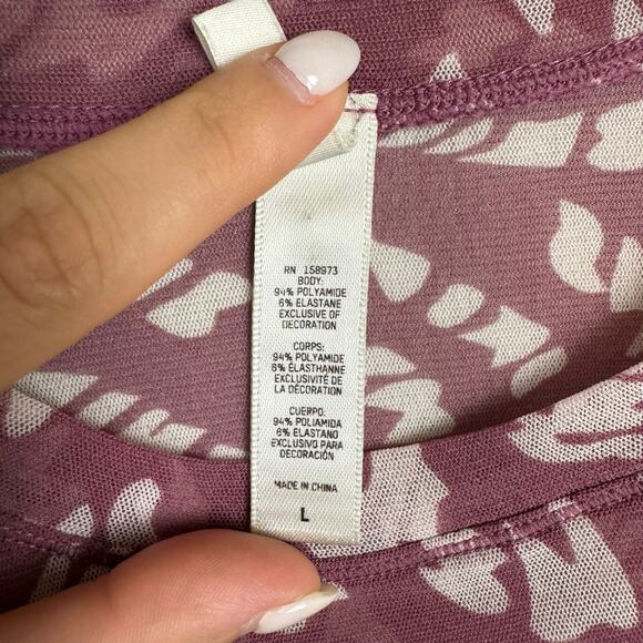 SKIMS Summer Mesh Raspberry Swirl Logo Sheer Short Sleeve Fitted Slim Top Shirt - Picture 10 of 11